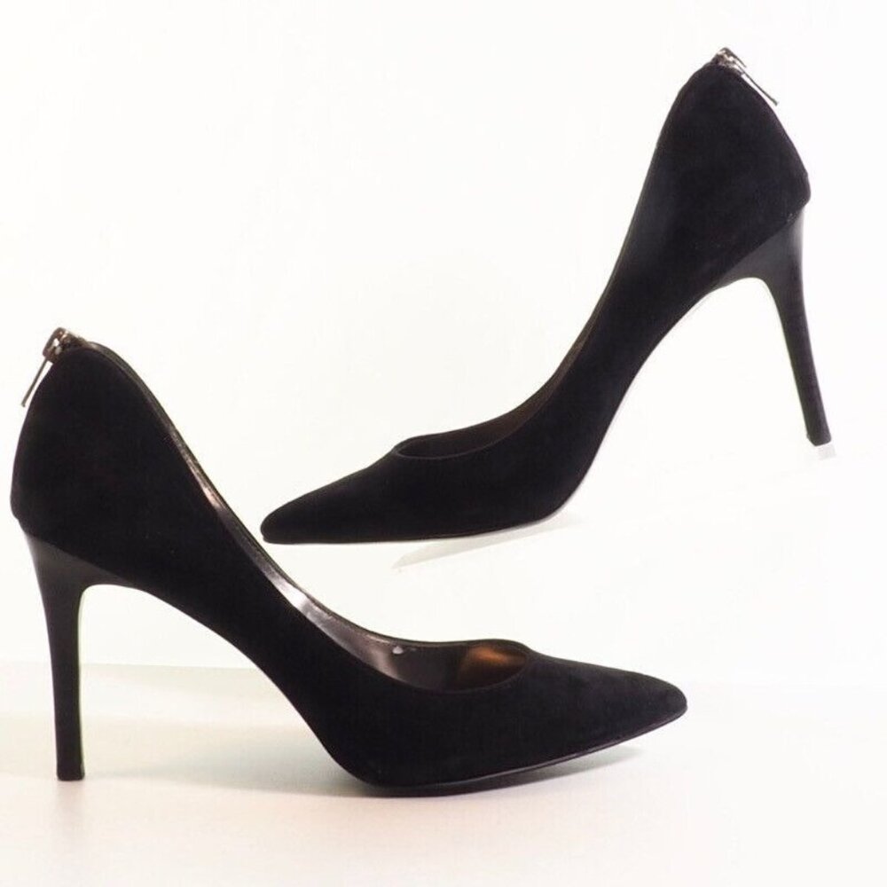 Carlos Santana Darling Pump Shoe Size 8.5 M Black Suede Back Zip Stiletto Heel - Picture 3 of 10